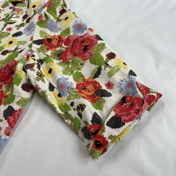 Vintage 90s Jacket Blazer Blair Womens 2XL Faux Stitch Floral Open Front Pockets - Picture 5 of 11